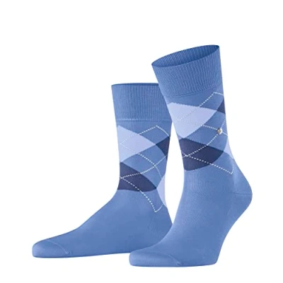 Image of Burlington Manchester Socks Checkered 6550 Blue size 40 46