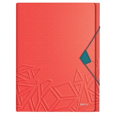 Image of Leitz A4 Expanding File with 5 Compartments, Elastic Band Fastener, 250 sheet Capacity, Red, Urban Chic Range, 39970020