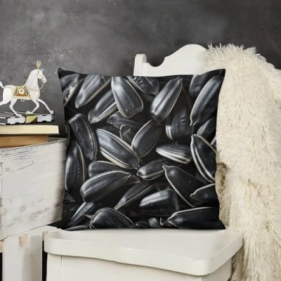 Image of Dwrepo Square Throw Pillow Covers 12 &quot;x12 Black Sunflower Seeds Decorative Pillowcase Soft Comfortable Cushion Cover for Bedroom Sofa Living Room Couch Chair Office