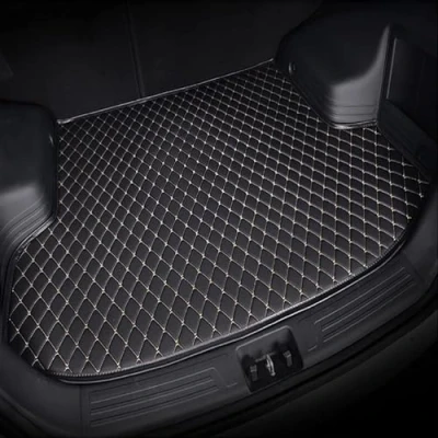 Image of Car Leather Boot Mats For Suzuki S Cross 2022 2024, Liner Anti Scratch Slip Cargo Carpet Protective Mat Accessories,F/Black Beige