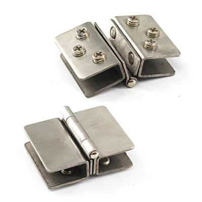 Image of 180 Glass Door Pivot Hinge Kit Zinc Alloy Shower Double Clamp Clip with Screws,Adaptive 8 10mm
