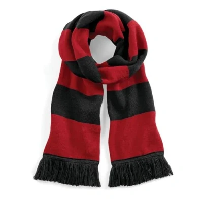 Image of Beechfield Stadium Scarf Stylish Accessory for Keeping Warm Black/Classic Red