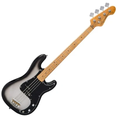 Image of VINTAGE V4 BASS GUITAR MAPLE SILVER BURST