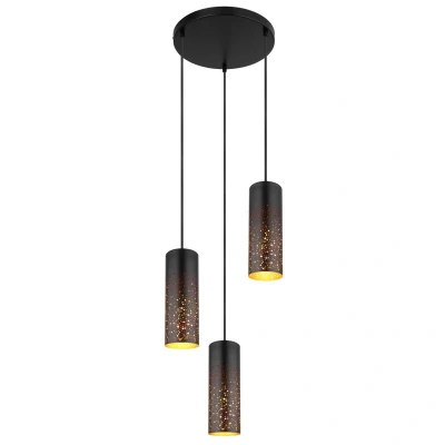 Image of Crocky Cluster Pendant Ceiling Light Matt Black 3x E27