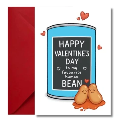 Image of LimaLima Funny Valentines Day Card Humorous You Are My Favourite Human Bean Design Perfect For Husband Wife Boyfriend Girlfriend