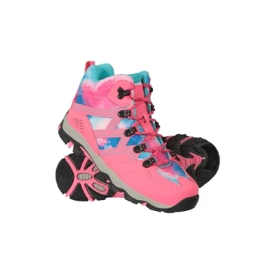 Image of Mountain Warehouse Oscar Kids Walking Boots Suede Footwear with Sturdy Grip, Padded Ankles &amp; Strong Outsole for Autumn Winter Travelling, Hiking, Camping Pink Shoe Size 3