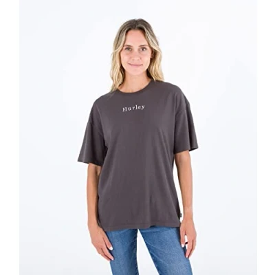 Image of Hurley Women&#039;s Established Tee T Shirt, Raven, XS