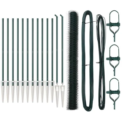 Image of vidaXL Hexagon Fence Green 1.6x25 m Steel