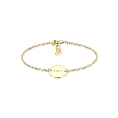 Image of Elli Women Gold Plated 925 Sterling Silver Statement Lettering Wordings Hope Bracelet of Length 17cm 0203721716_17