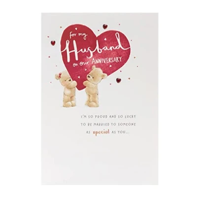 Image of UK Greetings Wedding Anniversary Card for Husband Teddy Bear Design