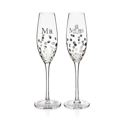 Image of Me to You Tatty Teddy Wedding Champagne Glasses in a Gift Box Official Collection, Blue,grey,silver
