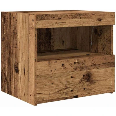 Image of vidaXL Rustic Bedside Cabinet Solid Reclaimed Wood Nightstand with 2 Drawers Vintage Bedroom Furniture for Indoor Use