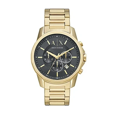 Image of Armani Exchange Watch for Men, Chronograph Movement, 44 mm Gold Stainless Steel Case with a Strap, AX1721
