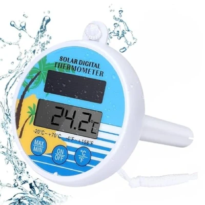 Image of Digital Solar Pool Thermometer, Floating Water Thermometer,Electronic Temperature Meter Charging for Outdoor Indoor Pools Hot Tubs Spas