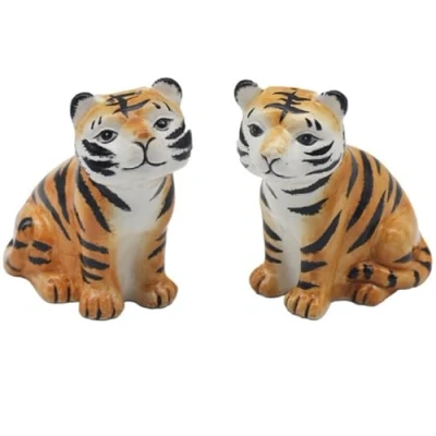 Image of Lesser &amp; Pavey Salt Pepper Set for All Types of Kitchen Ceramic Shaker Lovely Pots Suitable Home (Tigers)