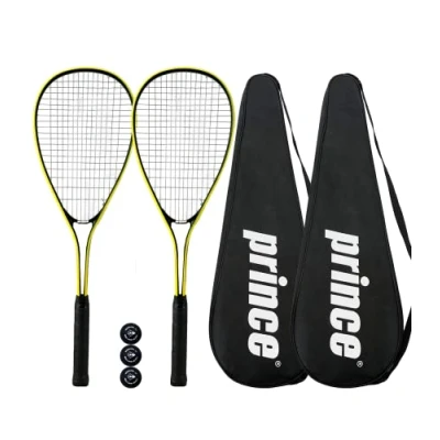 Image of 2 x Prince Power Rebel Ti Squash Rackets + Covers 3 Balls