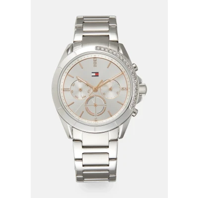 Image of Tommy Hilfiger Kennedy Chronograph watch silvercoloured/white, Women&#039;s, Size: One Size, Silver coloured/white