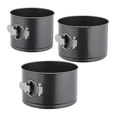 Image of Relaxdays Springform Cake Tin, Set of 3, Ø 14/16/18 cm, Round, Non Stick, Baking Pan, Form, Steel, Anthracite