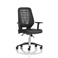 Image of Relay Operator Chair Leather Seat Black Back Height Adjustable Arms
