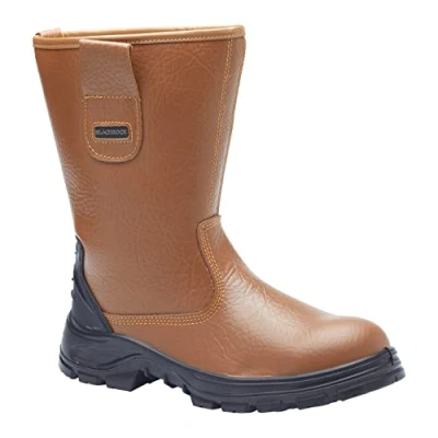 Image of Blackrock S1 P SRC Safety Rigger Work Boots, Mens Womens Steel Toe Cap Tan Leather, Working Shoes, Protective Midsole, Gardening and Utility Footwear, Construction Size 8