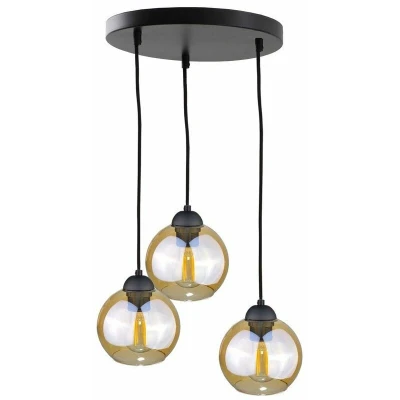 Image of Ambre Cluster Pendant Ceiling Light Black, 30cm, 3x E27