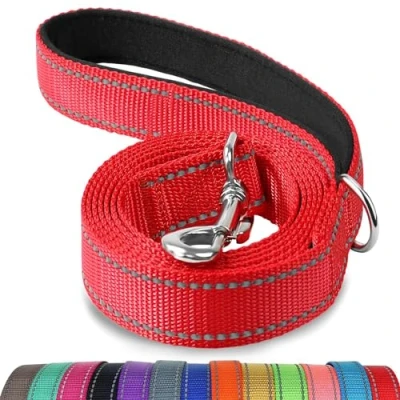 Image of Joytale Padded Handle Dog Lead,Double Sided Reflective Nylon Dogs Leads for Training,Walking Leash Small, Medium Dogs, 1.8m x 2cm, Red