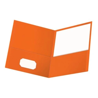Image of Oxford Twin Pocket Folders, Textured Paper, Letter Size, Orange, Holds 100 Sheets, Box of 25 (57510EE)