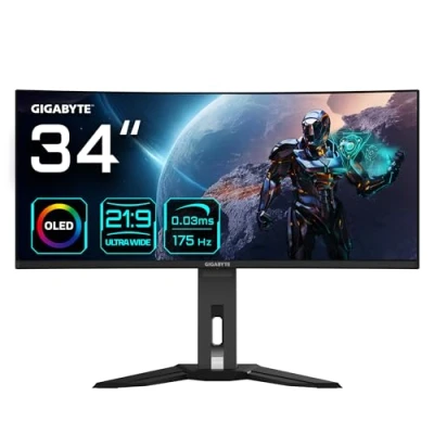 Image of Gigabyte MO34WQC 34&quot; OLED WQHD Curved Gaming Monitor 3440 x 1440, 175Hz, 0.03ms, KVM, 250 cd/m², FreeSync Premium Pro, DisplayHDR True Black 400, HDMI 2.1, Displayport 1.4