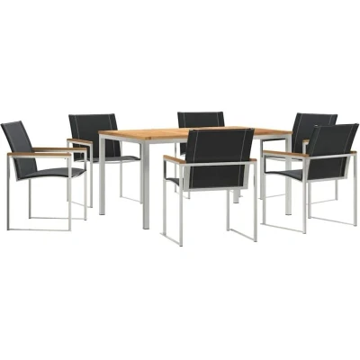 Image of vidaXL 7 Piece Garden Dining Set Solid Wood Acacia