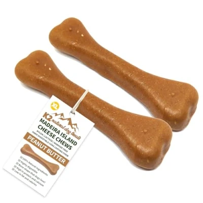 Image of K2 Natural Dog Treats Madeira Island Cheese Chews Highly Digestible Peanut Butter (XL (Pack of 2))