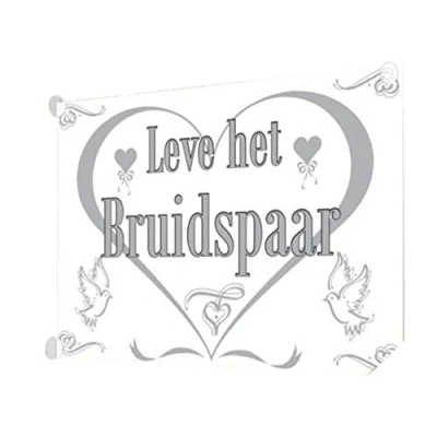 Image of Just Married Flag 100cm x 150cm, Silver and White Decoration