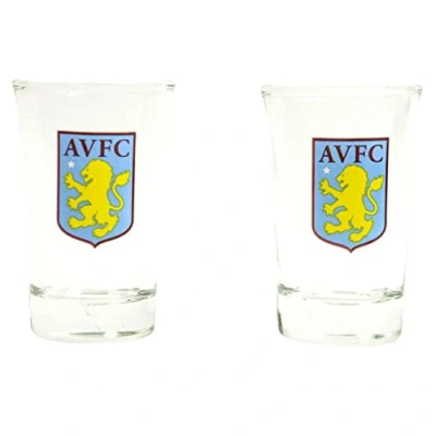 Image of Aston Villa FC Two Pack Shot Glasses, Multicoloured, Single