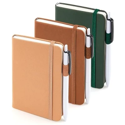 Image of feela 3 Pack A6 Pocket Notebooks, Hardback Lined Small Notebooks with Dividers and Black Pens, Classic Ruled Mini Notepads Journal Bulk, for Office School Writing Plan Memos, 9 X 14cm, Mild Colours
