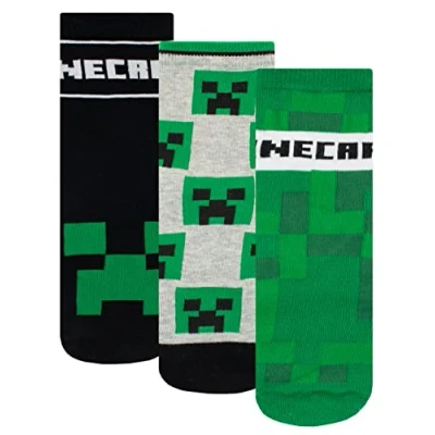 Image of Minecraft Boys Socks Pack of 3 Multicolor 9 12