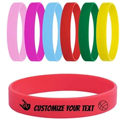 Image of TEMEITE Mens Custom Bracelet Colored Wristbands Kids Id Bracelets Rubber Silicone Red Bulk