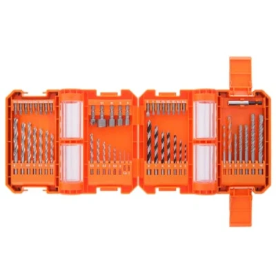 Image of Drill Bit Set 51 Pieces Combination Multi Purpose Kit Includes HSS Bits Wood Masonry Screwdriver Nut Drivers Magnetic Holder In Folding Compact Case WellCut