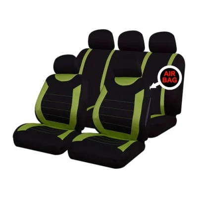 Image of Sakura Car Seat and Headrest Covers Carnaby Green SS5294 Full Set Universal Size Elasticated Hems Side Airbag Compatible Washable Easy Fit