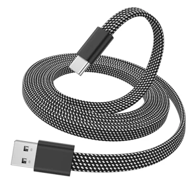 Image of Magtame USB A to C Cable, 5ft Flat Magnetic Charging Coiled Retractable Type Fast Flexible Cord Compatible for iPhone 15 Pro Max,Samsung,Pad, Black