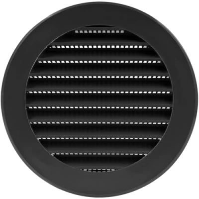 Image of Vent Systems 100 mm / 4&quot; Inch Round Soffit Cover Black Louvered Plastic Grill Grille with Screen Mesh HVAC, Ducting, Pipe Air Supply Vents for Bathroom, Kitchen