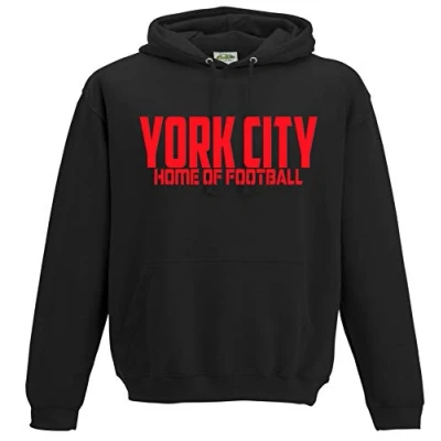 Image of Amelia Gould Apparel York City Home of Fooball Premium Mens Hoodie Medium Black
