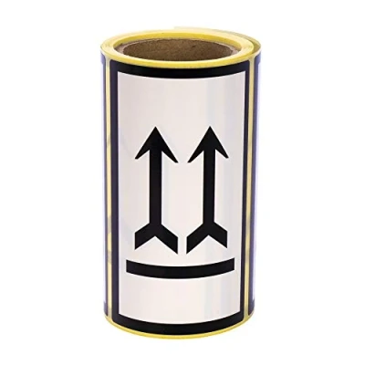 Image of MDlabels Warning Labels on Roll 100 x 60 mm Pack of Double Arrow Side Up