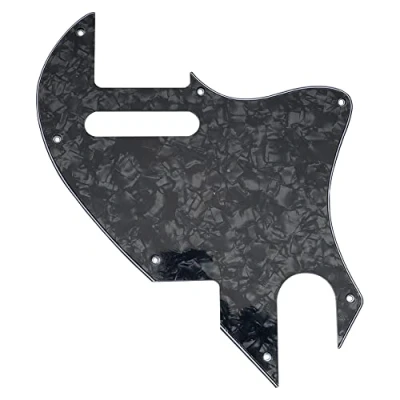 Image of Musiclily Pro 7 Holes Guitar Pickguard for Fender F Hole Hybrid Tele Style Electric Guitar, 4ply Black Pearl