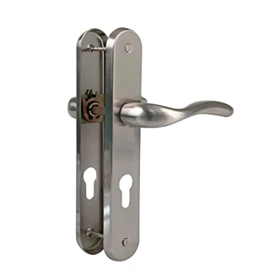 Image of Amig Steel Door Handle Set with Plate Ergonomic &amp; Curved Design Rust Corrosion Resistant Ideal for Interior Exterior Doors Leder, 256x48 Alloy of two