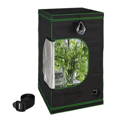 Image of Relaxdays Grow Tent, Plant Cultivation, Reflective Inner Foil, Mini Greenhouse, HxWxD: 200 x 120 cm, Black/Green, Plastic, Polyester, Steel