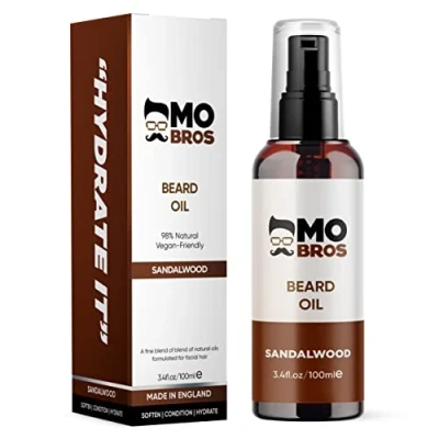 Image of Beard Oil Sandalwood Large 100ml Softens, Hydrate &amp; Conditions Facial Hair Promotes Growth, Reduces Dryness Itching Contains Natural Premium Ingredients Argan, Jojoba, Sweet Almond Grapeseed