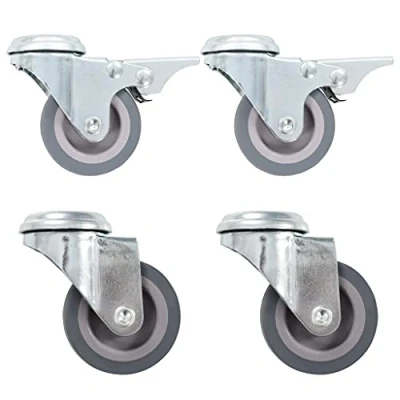 Image of vidaXL 4X Bolt Hole Swivel Casters 35kg Loading Capacity Rubber Furniture Bookshelf Stand Table Drawer Box Bed Cart Trailer Trolley Wheel 50mm