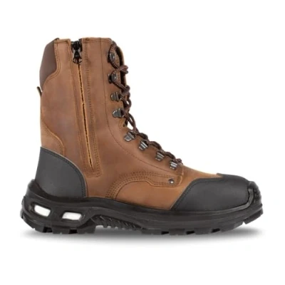 Image of Jallatte Jalbarad ESD High Laced Combat Brown Side Zip Safety Toe Cap Work Boots