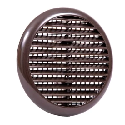 Image of Map Round Louvre Air Vent Cover for Openings 80 152mm, Integral Flyscreen Mesh, Bathroom, Kitchen, Shed, Garage, External &amp; Internal Walls Brown