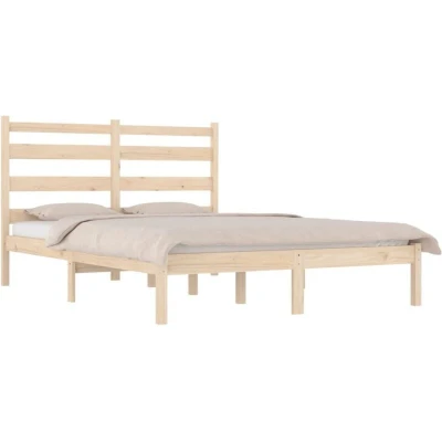 Image of vidaXL Bed Frame without Mattress Solid Wood Pine 140x190 cm