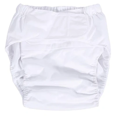 Image of Washable Adults Diapers Adult Nappies Adjustable Incontinent Care Cloth Diaper, Breathable Nappy Pants Reusable Diaper Elderly Diaper(White)